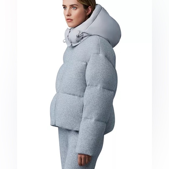 NWT Mackage Tessy Wool & Cashmere Down Jacket Sz M $1790 Light Grey Mix - Picture 4 of 9